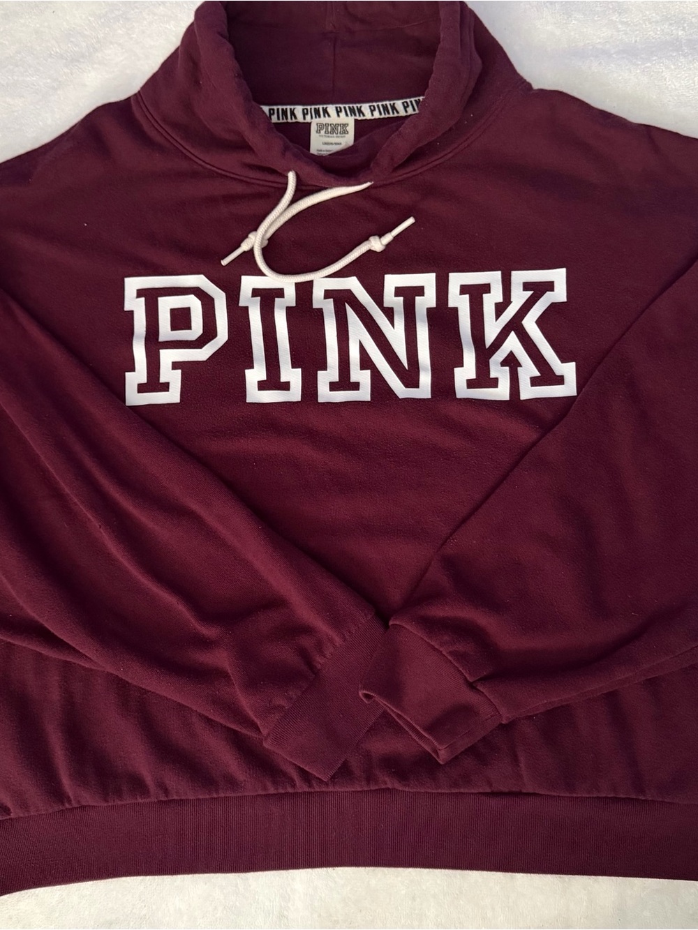 Women Pink by Victoria's Secret Burgundy Cowl Neck Sweatshirt Size Large - Picture 5 of 5